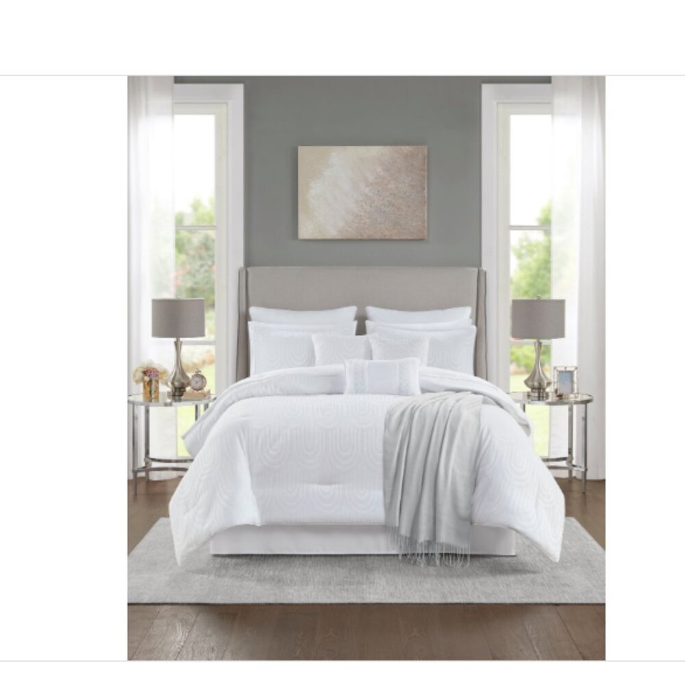 Jla Home Monroe 14-Pc. Queen Comforter Set - White